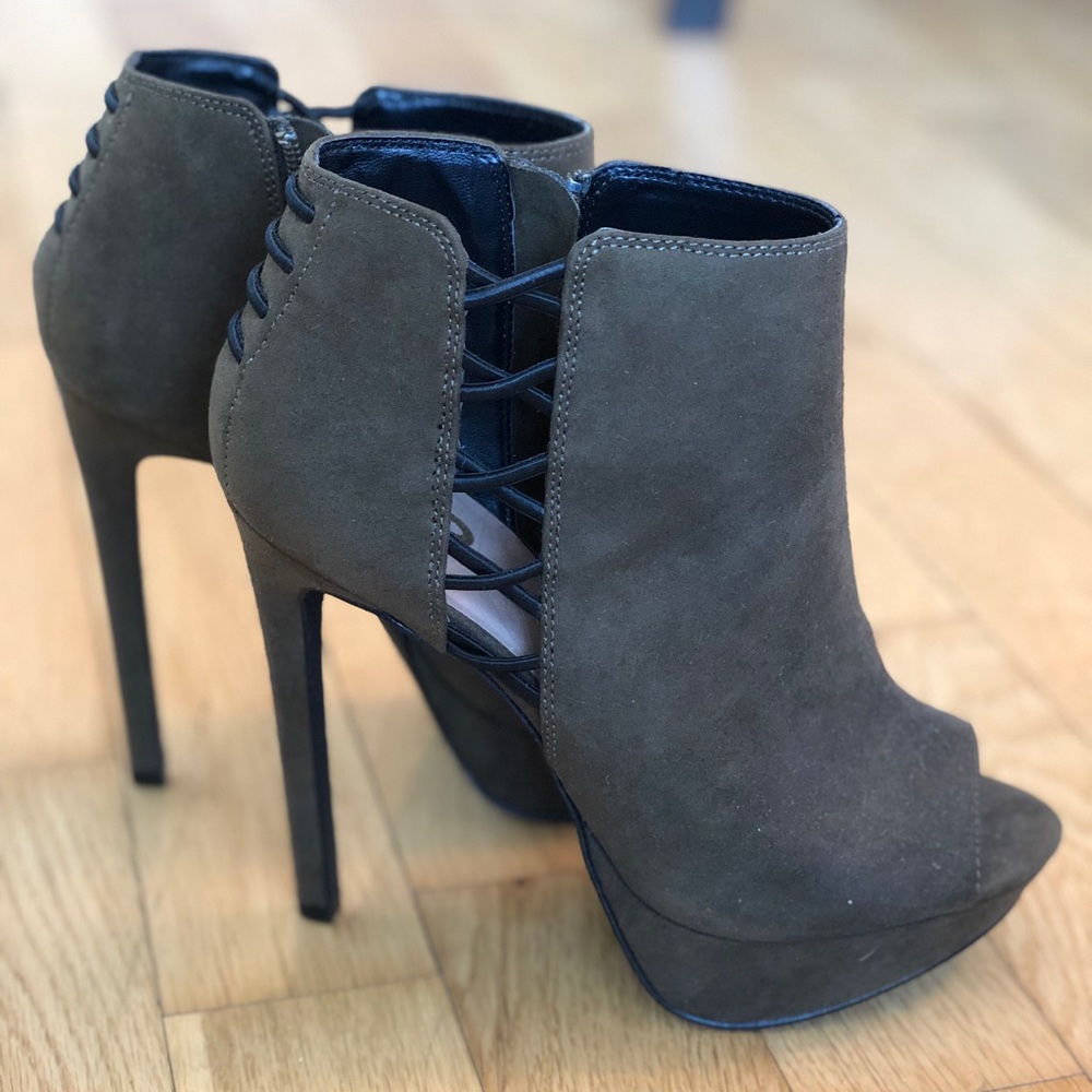 Peep Toe Platform Suede Bootie